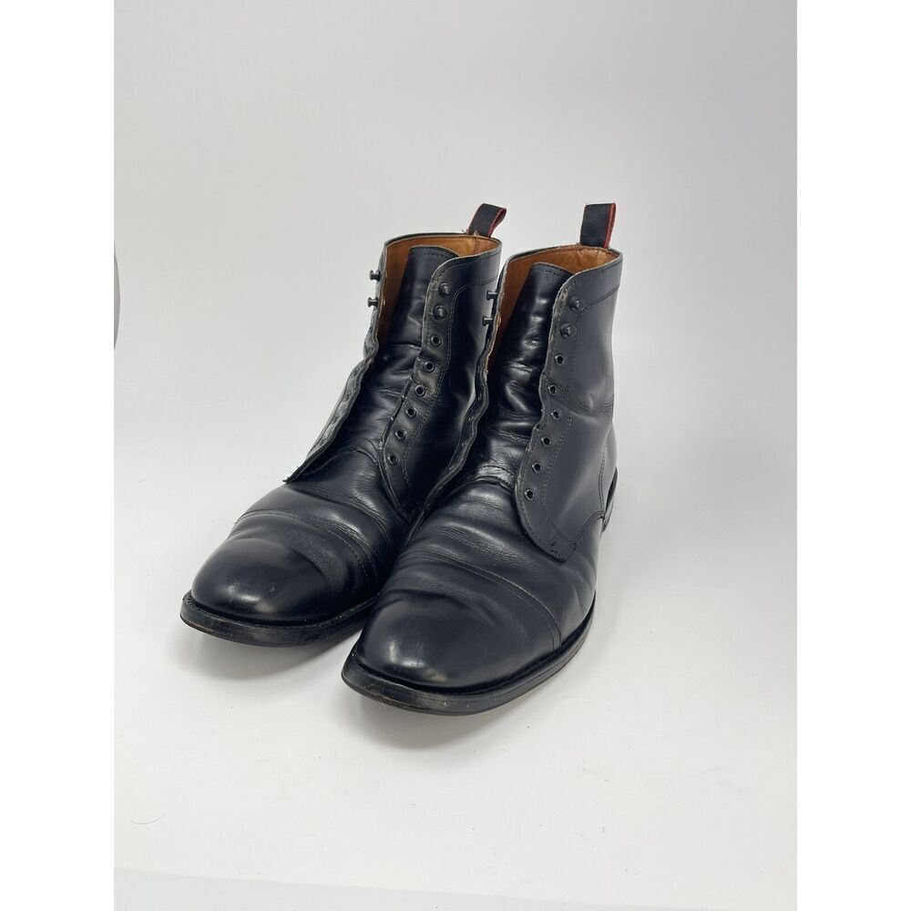 Allen Edmonds First 1st Avenue Black Laced Boots Cap Toe Combo Sole Size 11.5 D